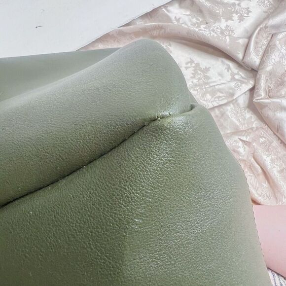 Neiman Marcus Vegetarian Leather Olive Green Hobo Bag Faux Leather Shoulder Bag - Picture 8 of 8